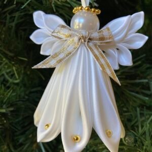 angel ornament kanzashi angel white gold pearl