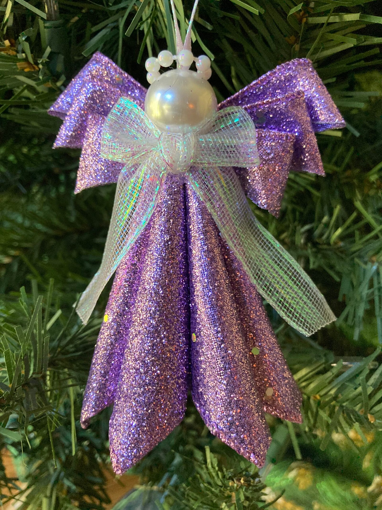 angel ornament lavender glitter wire ribbon la angel ornament lavender glitter wire ribbon la