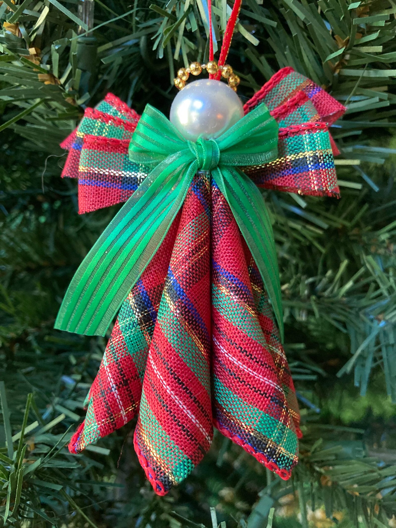 angel ornament plaid wire ribbon large angel ornament plaid wire ribbon large