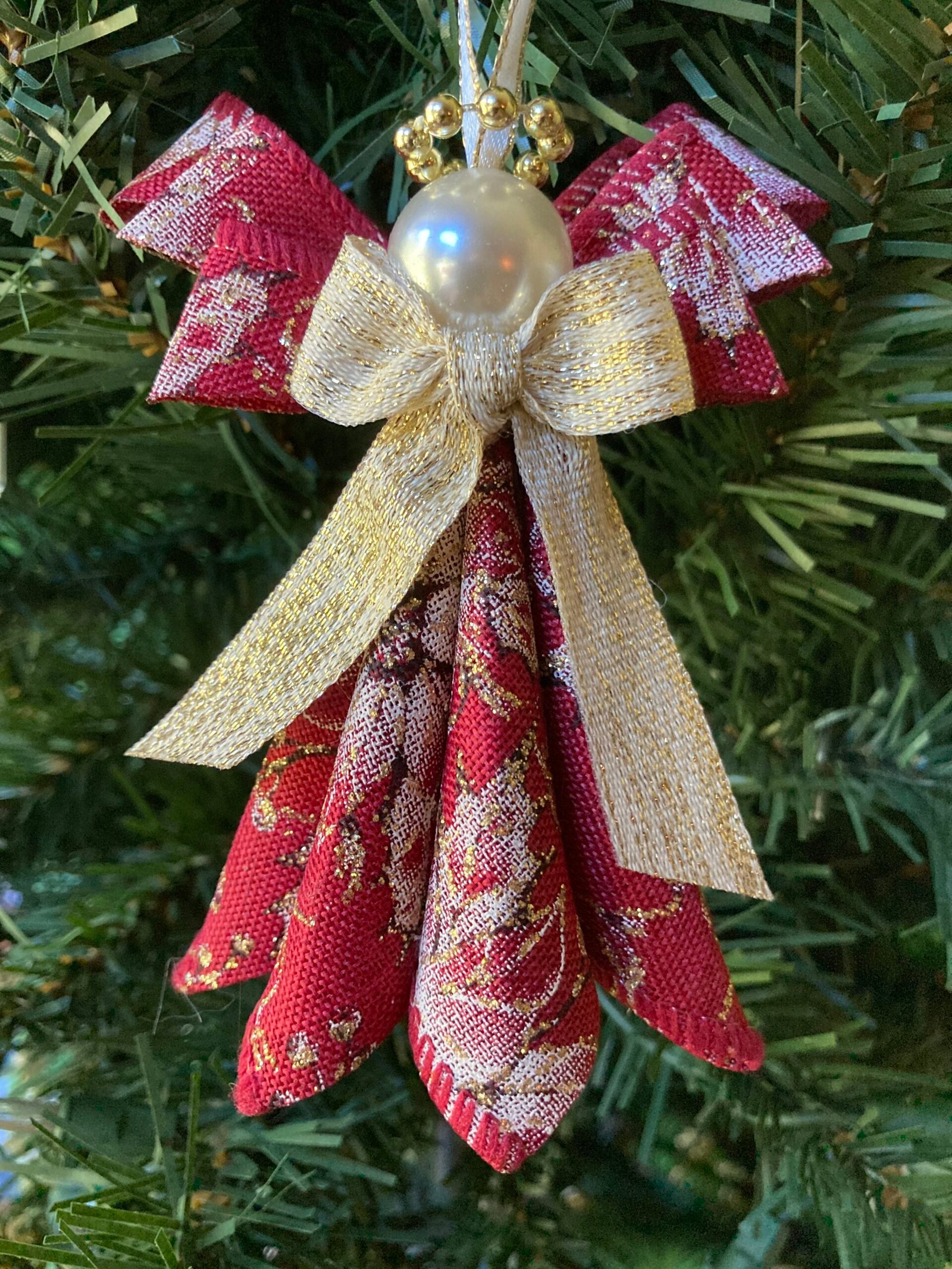 angel ornament red gold wire ribbon large angel ornament red gold wire ribbon large