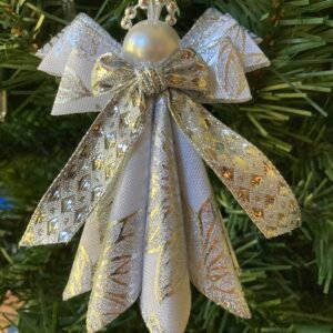 angel ornament silver wire ribbon large