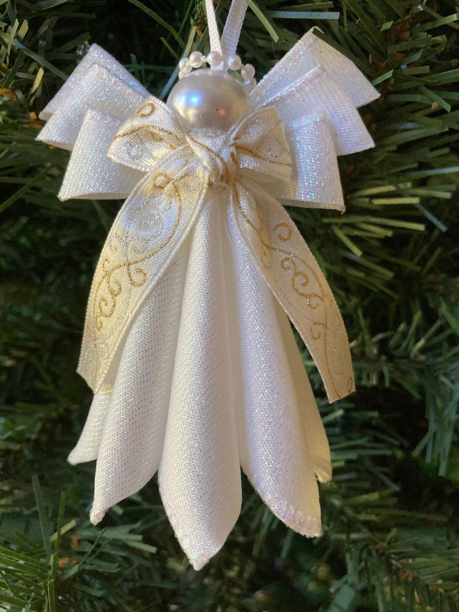 angel ornament white ab wire ribbon large angel ornament white ab wire ribbon large