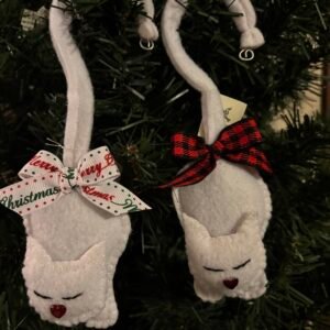 cat ornament felt cat white