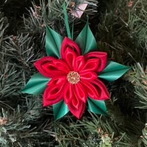 kanzashi poinsettia red