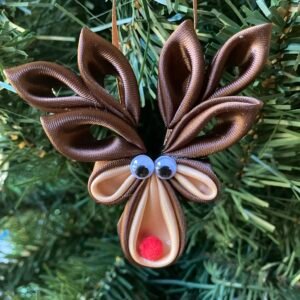 reindeer ornament kanzashi mini brown antlers copy