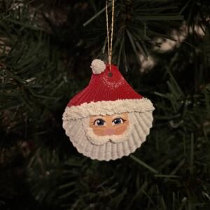 shell ornament santa blue eyes