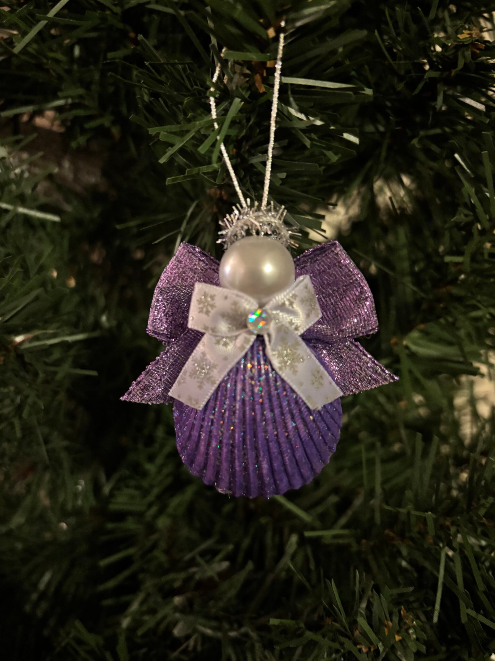 shell ornament angel purple shell ornament angel purple