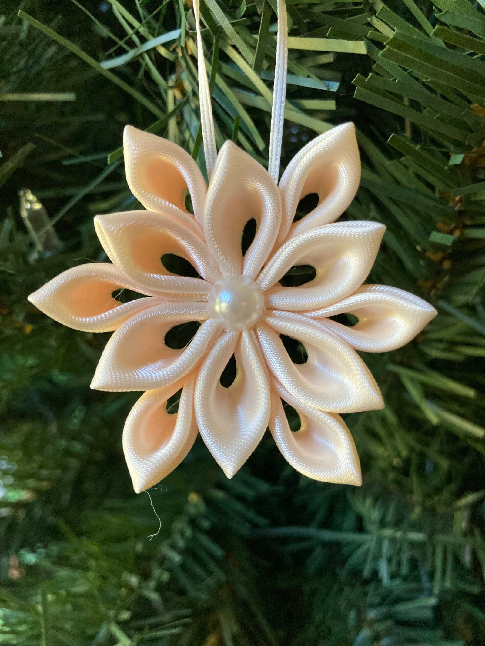 snowflake ornament kanzashi mini cream pearl snowflake ornament kanzashi mini cream pearl