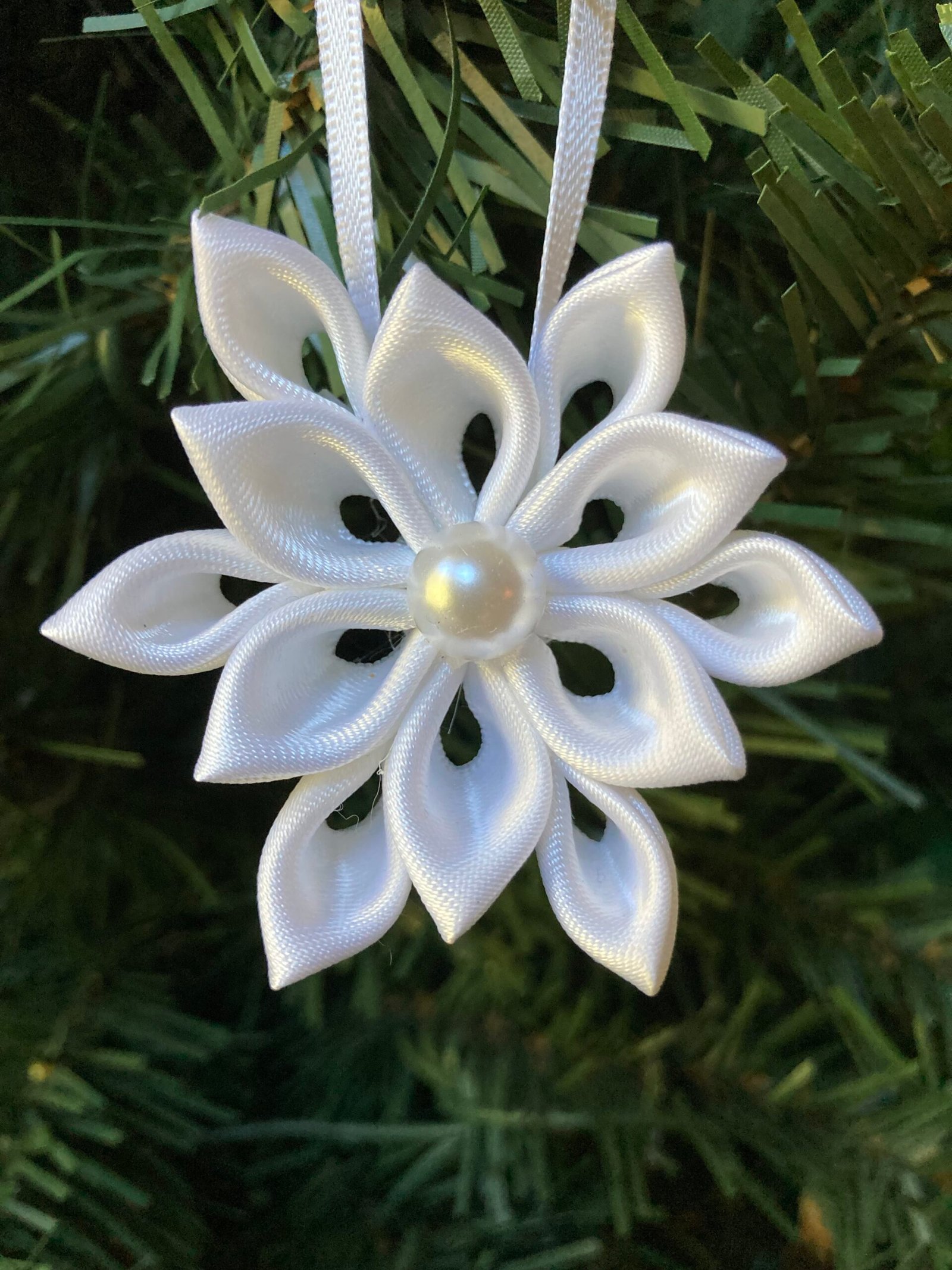 snowflake ornament kanzashi mini white pearl snowflake ornament kanzashi mini white pearl