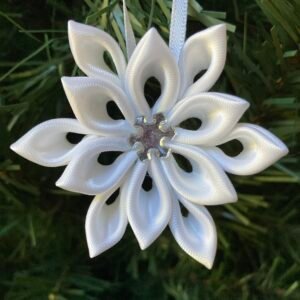snowflake ornament kanzashi mini white snowfla