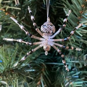 spider ornament black silver small