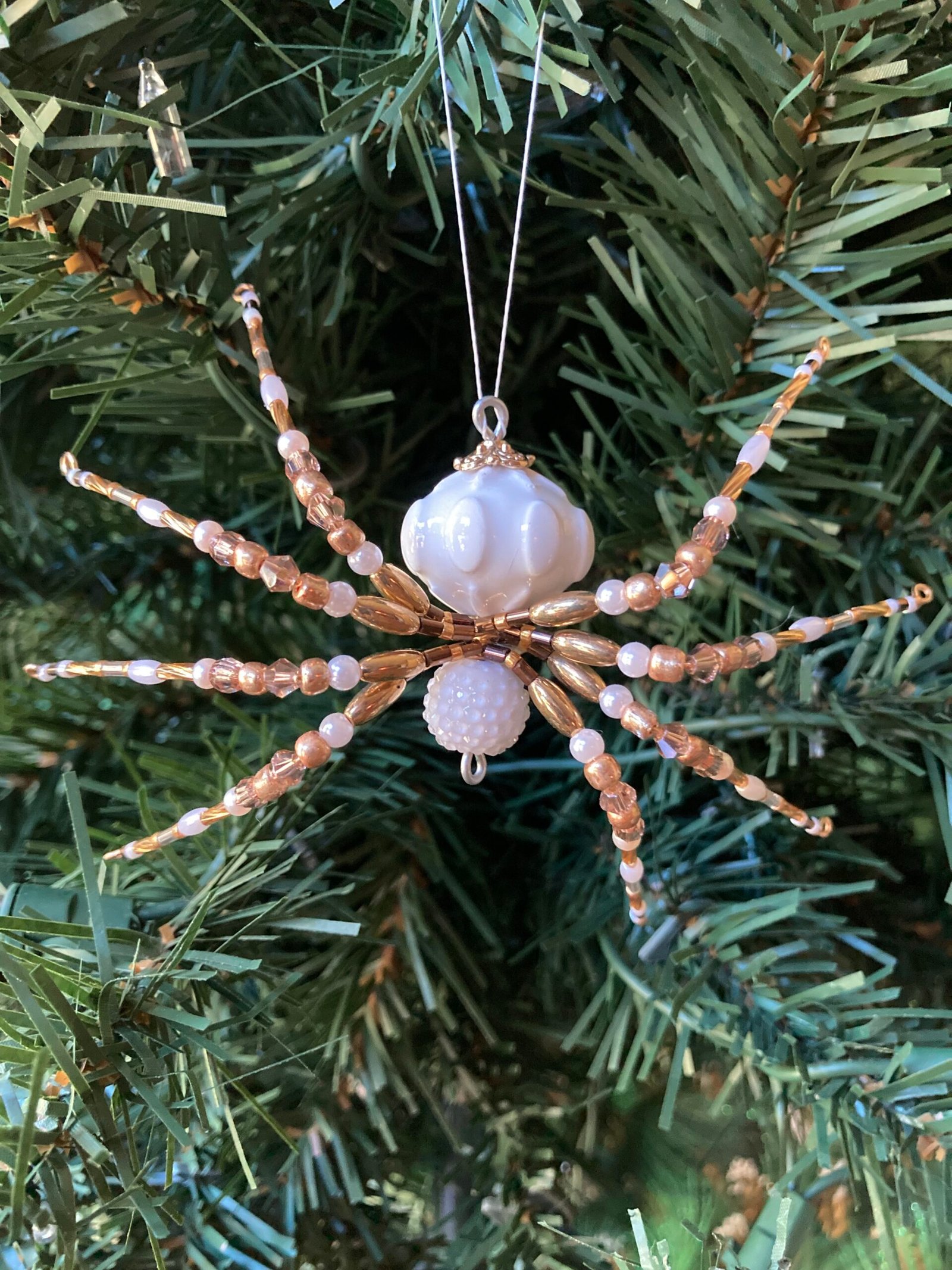 spider ornament gold white large spider ornament gold white large