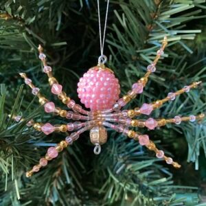 spider ornament pink gold extra large
