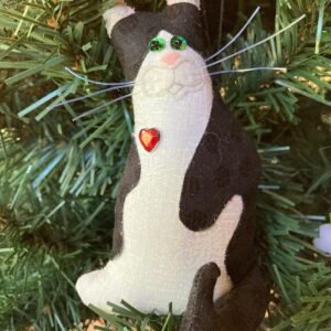 cat ornament black white